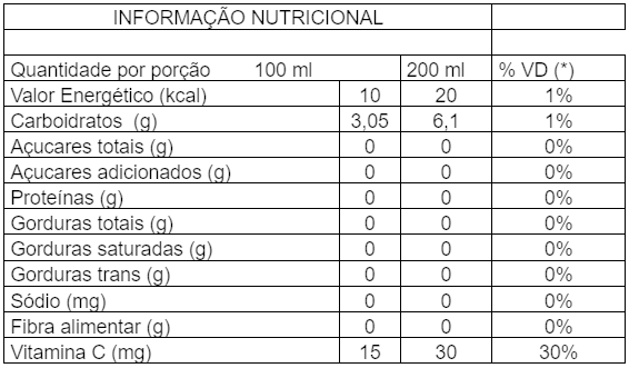 Tabela - Informacoes Nutricionais - Fresh Laranja